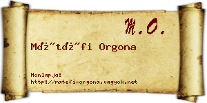 Mátéfi Orgona névjegykártya